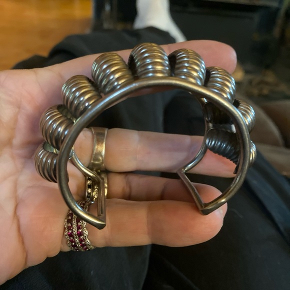 Gold Ribbed Cuff Bracelet - Picture 5 of 6